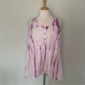 NWOT Lane Bryant Plus Size  Tie Dye Blouse Tank Top Sleeveless Purple 20